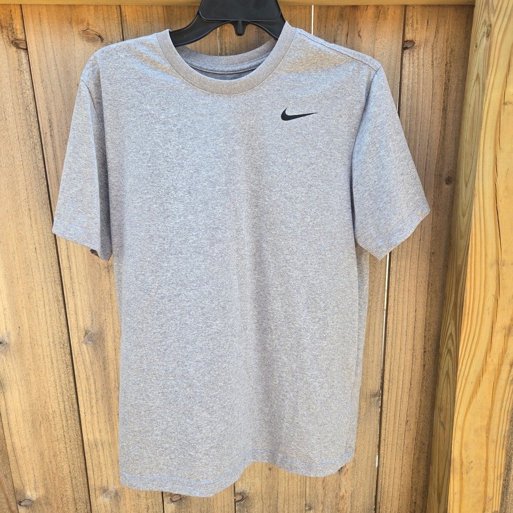 Nike Mens Dri-FIT Training T-Shirt Heather Grey Short Sleeve Swoosh Small
